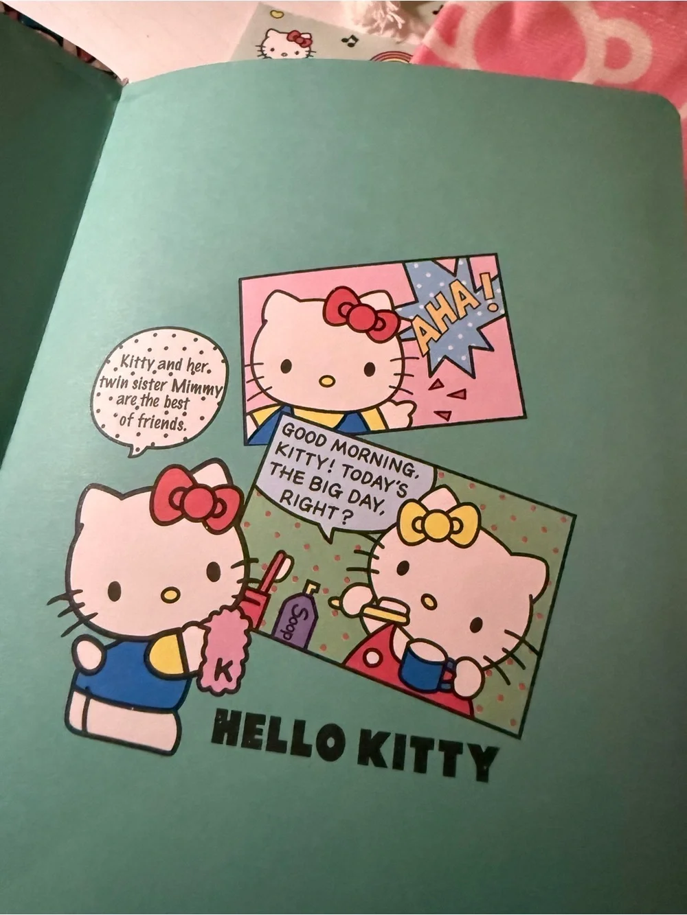 Hello Kitty Pink Kids Drawstring Bag & Notebook Set